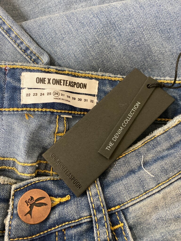 One Teaspoon Denim Collection Sievietes Desperados 19146A sašaurināti džinsi Gaiši zils mazgāti zilā krāsā 26, цена и информация | Sieviešu džinsi | 220.lv