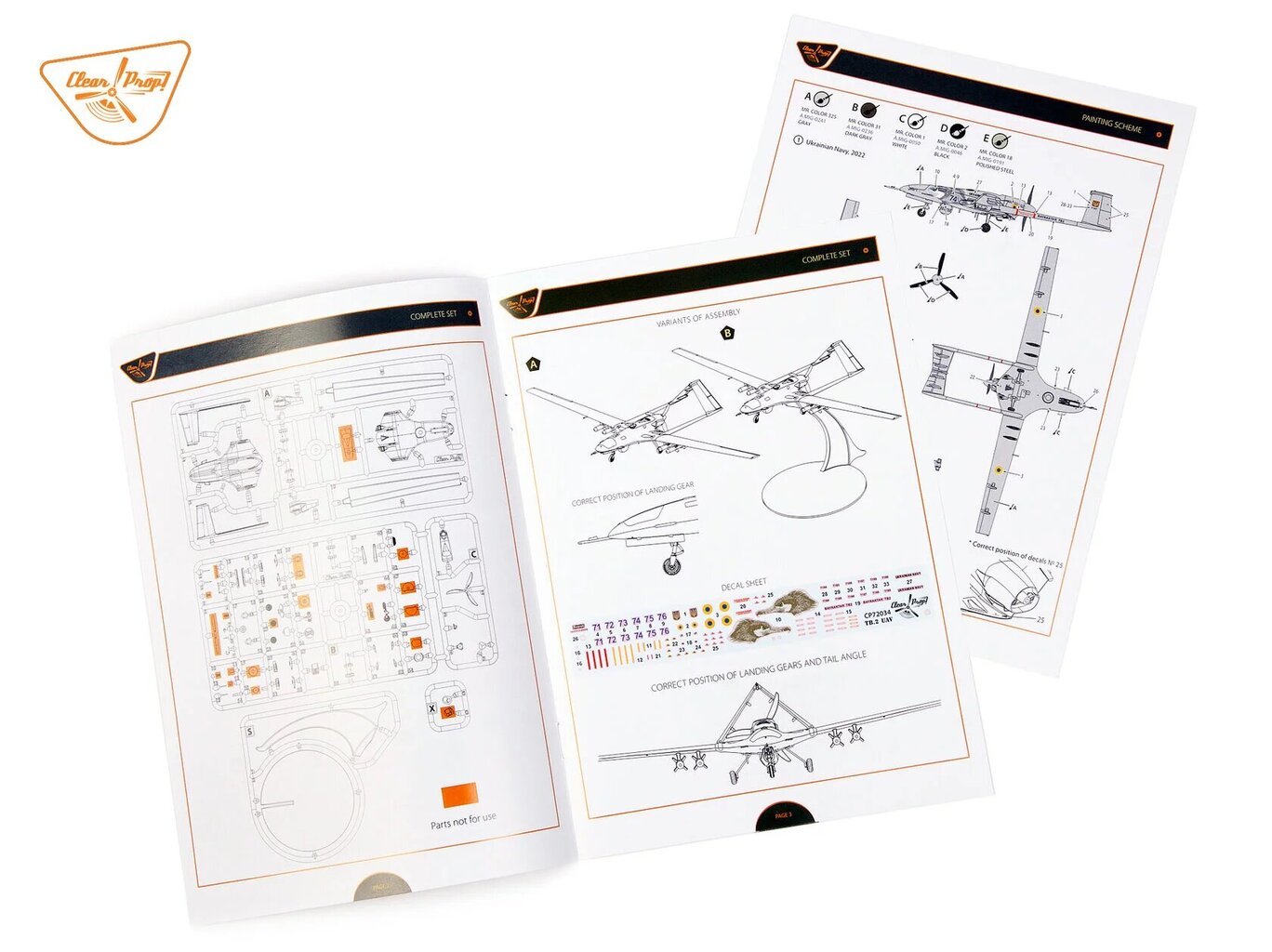 Konstruktors Clear Prop! - Bayraktar TB.2 UAV Ukrainian Navy, 1/72, CP72034 цена и информация | Konstruktori | 220.lv