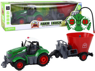 Traktors ar ražas novākšanas piekabi un tālvadības pulti cena un informācija | Rotaļlietas zēniem | 220.lv