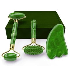 Sejas masāžas komplekts Jade Roller & Gua Sha Yogasuper, 3 gab. цена и информация | Массажеры для лица, инструменты для чистки лица | 220.lv