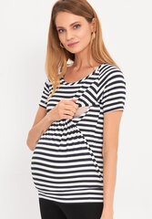 Grūtniecības un zīdīšanas T-krekls baltās un tumšās svītras Cool Mama cena un informācija | T-krekli sievietēm | 220.lv
