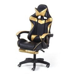 Spēļu krēsls ar kāju, melns un zelts cena un informācija | Biroja krēsli | 220.lv