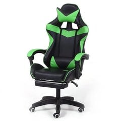 Spēļu krēsls ar kāju, melns un zaļš цена и информация | Офисные кресла | 220.lv