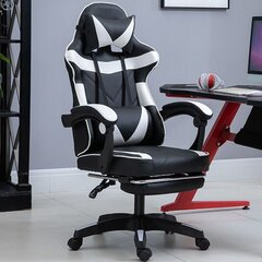 Spēļu krēsls ar kāju, melns un balts цена и информация | Офисные кресла | 220.lv