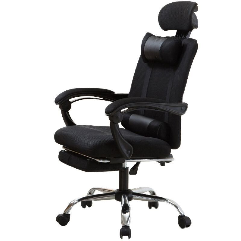 Ergonomisks, rotācijas atzveltnes krēsls ar kāju balstu un galvu, melns cena un informācija | Biroja krēsli | 220.lv