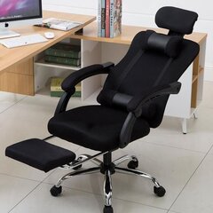 Ergonomisks, rotācijas atzveltnes krēsls ar kāju balstu un galvu, melns цена и информация | Офисные кресла | 220.lv