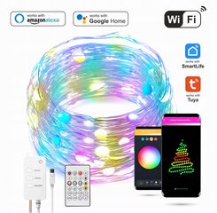 WiFi LED Ziemassvētku eglīte iedegas 10m Tuya Music cena un informācija | Ziemassvētku lampiņas, LED virtenes | 220.lv