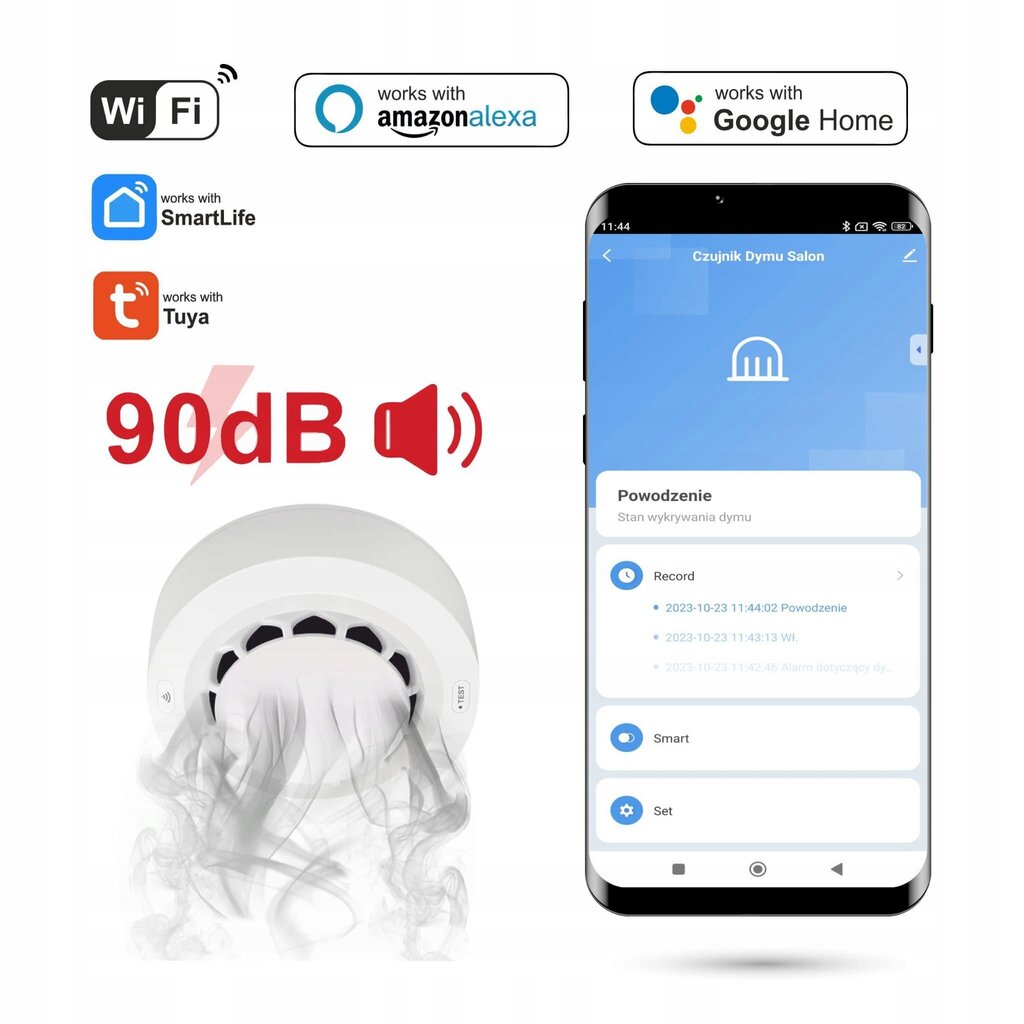 WiFi dūmu detektors ar signalizāciju цена | 220.lv