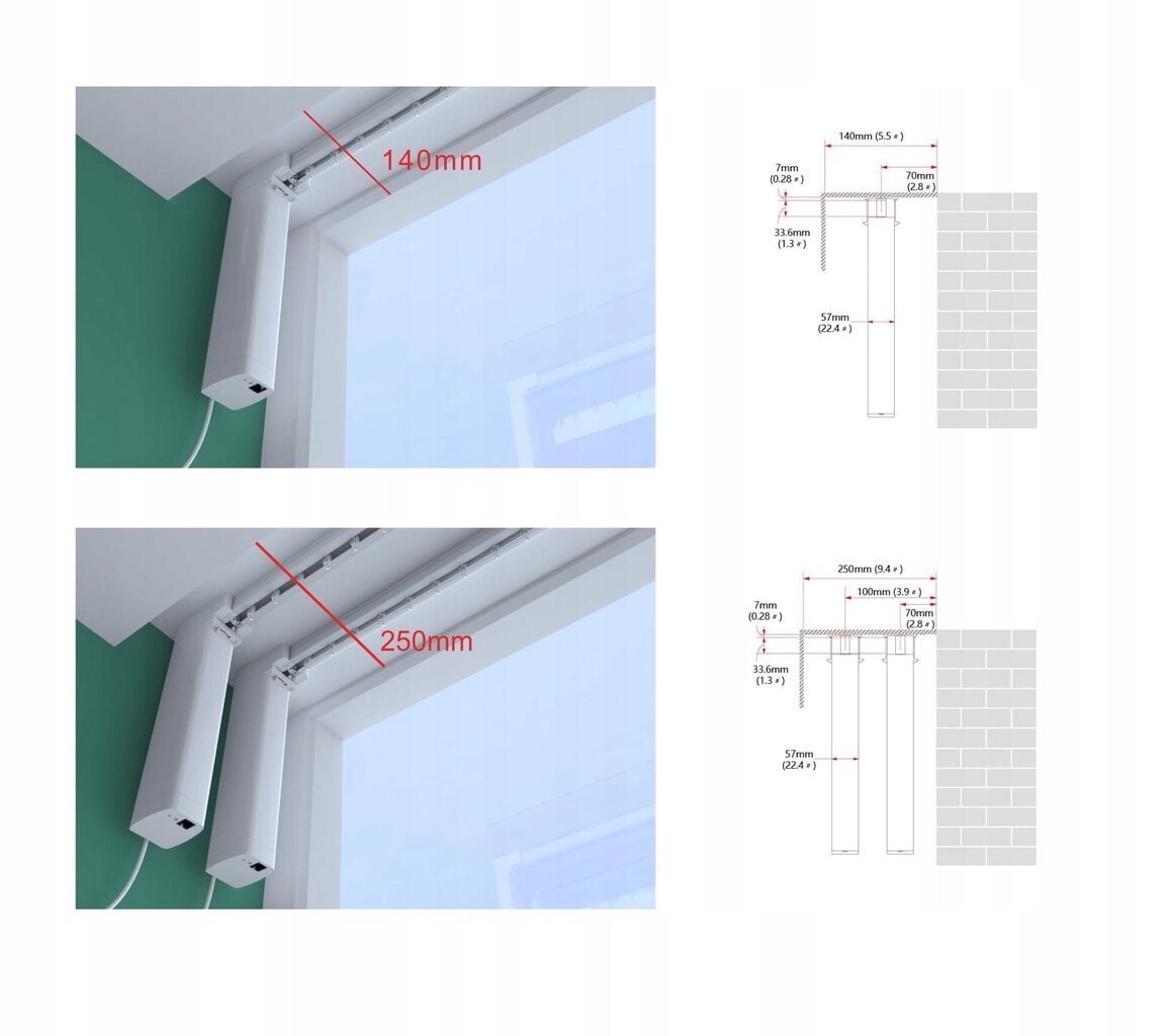 Tuya 2,2 m WiFi elektriskais aizkaru stienis - komplekts цена и информация | Aizkari | 220.lv