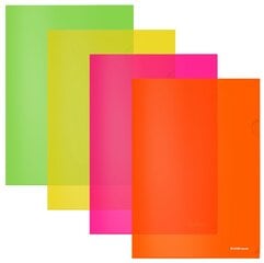 Папки пластиковые Г-образные Glossy Neon, ErichKrause, А4, 180 мкр, 12 шт., прозрачные, 4 сп. цена и информация | Канцелярия | 220.lv