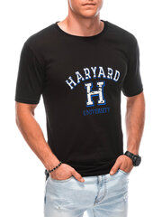 мужская футболка с принтом s1893 - черная цена и информация | Мужские футболки | 220.lv