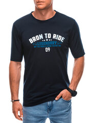 мужская футболка с принтом s1901 - темно-синяя цена и информация | Мужские футболки | 220.lv