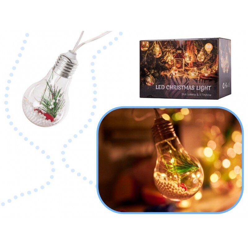 LED gaismas akumulatoru ķēdes aizkaru bumbiņas ar dekorācijām 3m 50LED silts cena un informācija | Ziemassvētku lampiņas, LED virtenes | 220.lv