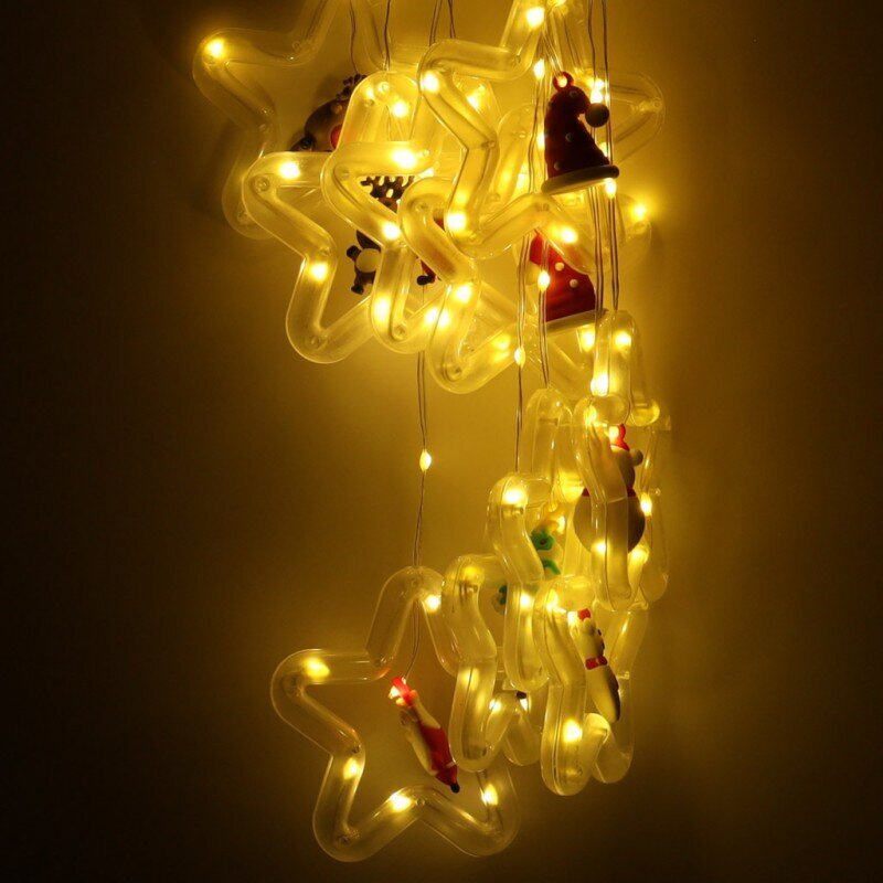 LED aizkaru gaismas ar figūrām 3 m 125 LED silti balts cena un informācija | Ziemassvētku lampiņas, LED virtenes | 220.lv