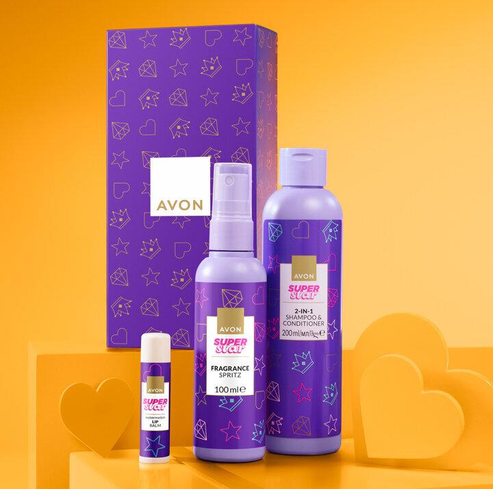 Avon Super Star dāvanu komplekts meitenēm: ķermeņa atsvadzinātājs, 100 ml + šampūns un kondicionieris, 200 ml + lūpu balzams, 4g cena un informācija | Bērnu kosmētika, līdzekļi jaunajām māmiņām | 220.lv