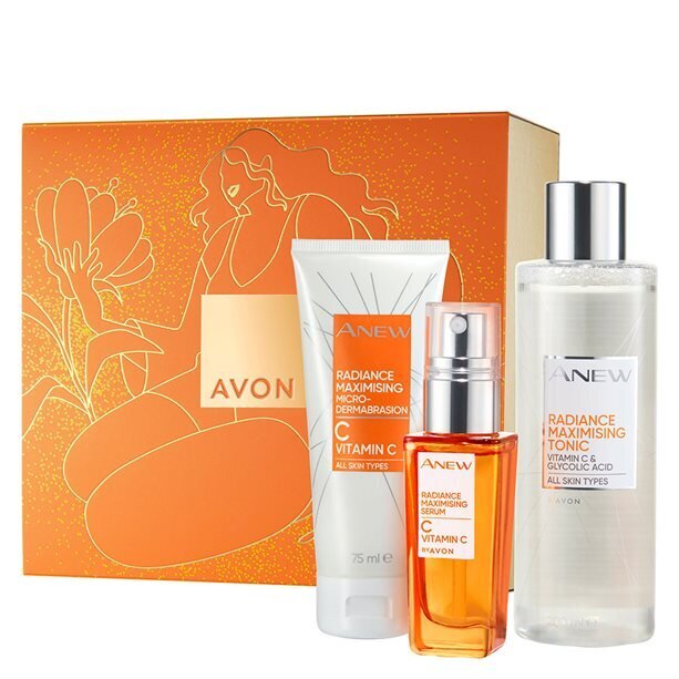 Avon Anew Gift sejas produktu komplekts ar C vitamīnu: serums 30ml, toniks 200ml, pīlings skrubis 75ml cena un informācija | Serumi sejai, eļļas | 220.lv