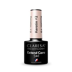 Hibrīda gēla lakas bāze Claresa Extend Care 5 in 1 keratin 2, 5 g. цена и информация | Лаки для ногтей, укрепители | 220.lv