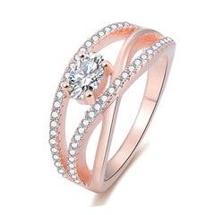 Beneto Серебряное кольцо с покрытием из розового золота и цирконами AGG331 цена и информация | Кольца | 220.lv