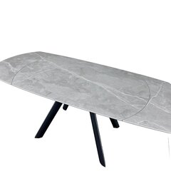 Поворотный обеденный стол стеклокерамика овальной формы ГРЕНАДА 5,5 мм керамика/+6 мм закаленное стекло, трансформер 130х(30*2)х90х74,8см серый матовый цена и информация | Кухонные и обеденные столы | 220.lv