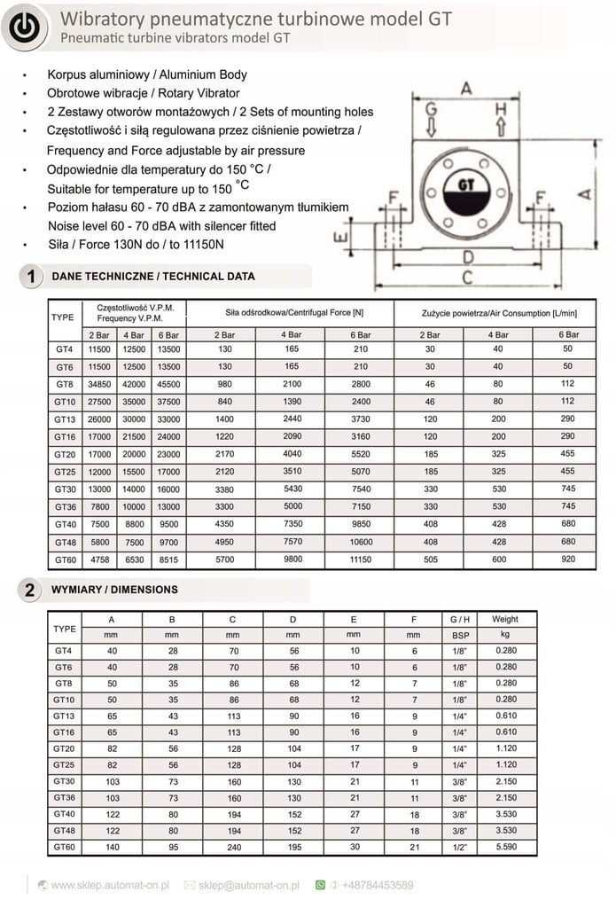 Pneimatiskais turbīnas vibrators - GT20 modelis cena un informācija | Rokas instrumenti | 220.lv