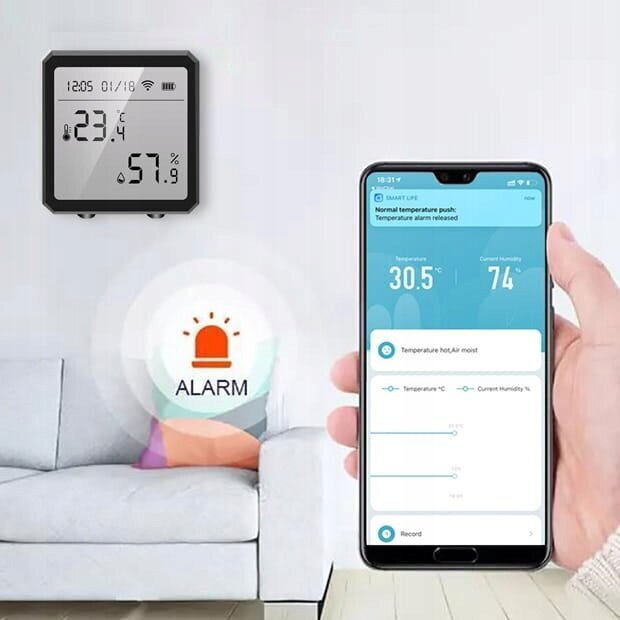 Tuya WiFi temperatūras un mitruma sensors cena un informācija | Sensori | 220.lv