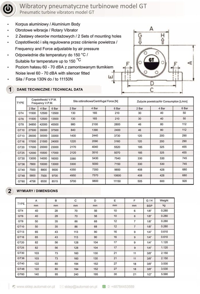 Pneimatiskais turbīnas vibrators - GT8 modelis cena un informācija | Rokas instrumenti | 220.lv