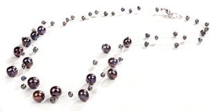 Kaklarota sievietēm JwL Luxury Pearls JL0325 no levitējošām tumšām, īstām pērlēm cena un informācija | Kaklarotas | 220.lv