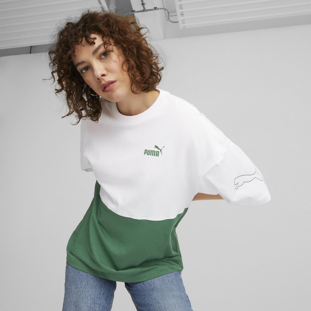 Puma t-krekls sievietēm, zaļš/balts cena un informācija | Sporta apģērbs sievietēm | 220.lv