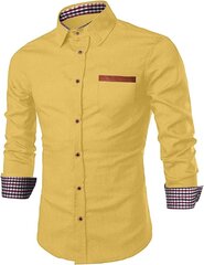 Мужская джинсовая рубашка Meilicloth, желтая цена и информация | Мужские рубашки | 220.lv