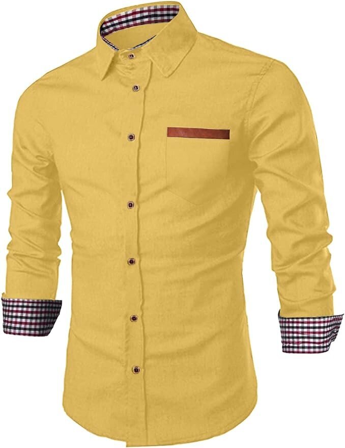 Meilicloth vīriešu džinsa krekls, dzeltens cena un informācija | Vīriešu krekli | 220.lv