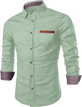 Мужская джинсовая рубашка Meilicloth, зеленая цена и информация | Мужские рубашки | 220.lv