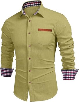 Мужская джинсовая рубашка Meilicloth, зеленая цена и информация | Мужские рубашки | 220.lv