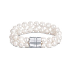 Dubulta rokassprādze sievietēm JwL Luxury Pearls JL0598 no īstām baltām pērlēm цена и информация | Браслеты | 220.lv