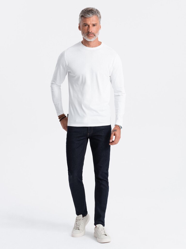 T-krekls ar garām piedurknēm vīriešiem Ombre Clothing V4, balts cena un informācija | Vīriešu T-krekli | 220.lv