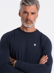 мужская рубашка без принта с длинным рукавом — темно-синяя v2 om-lsbl-0106 цена и информация | Мужские футболки | 220.lv