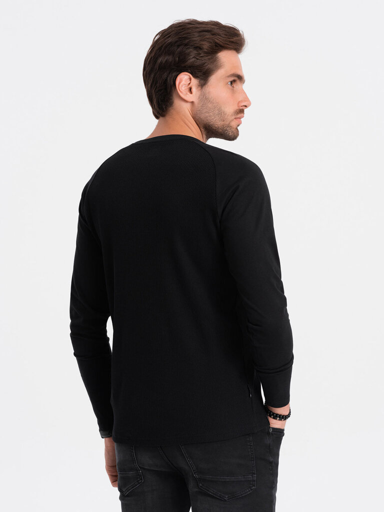 T-krekls ar garām piedurknēm vīriešiem Ombre Clothing V4, melns cena un informācija | Vīriešu T-krekli | 220.lv