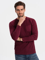 T-krekls ar garām piedurknēm vīriešiem Ombre Clothing V6, sarkans cena un informācija | Vīriešu T-krekli | 220.lv