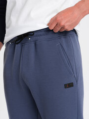 мужские спортивные штаны из ткани пуфик со вставками - темно-синие v2 om-pask-0127 цена и информация | Мужская спортивная одежда | 220.lv