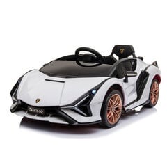 Vienvietīgs bērnu elektromobilis Lamborghini Sian, balts/melns цена и информация | Электромобили для детей | 220.lv