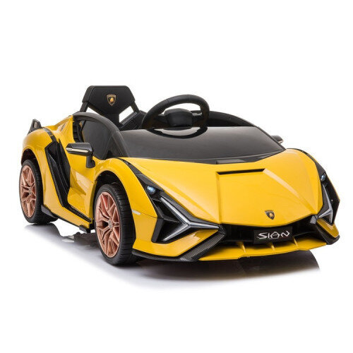 Vienvietīgs bērnu elektromobilis Lamborghini Sian, dzeltens/melns цена и информация | Bērnu elektroauto | 220.lv