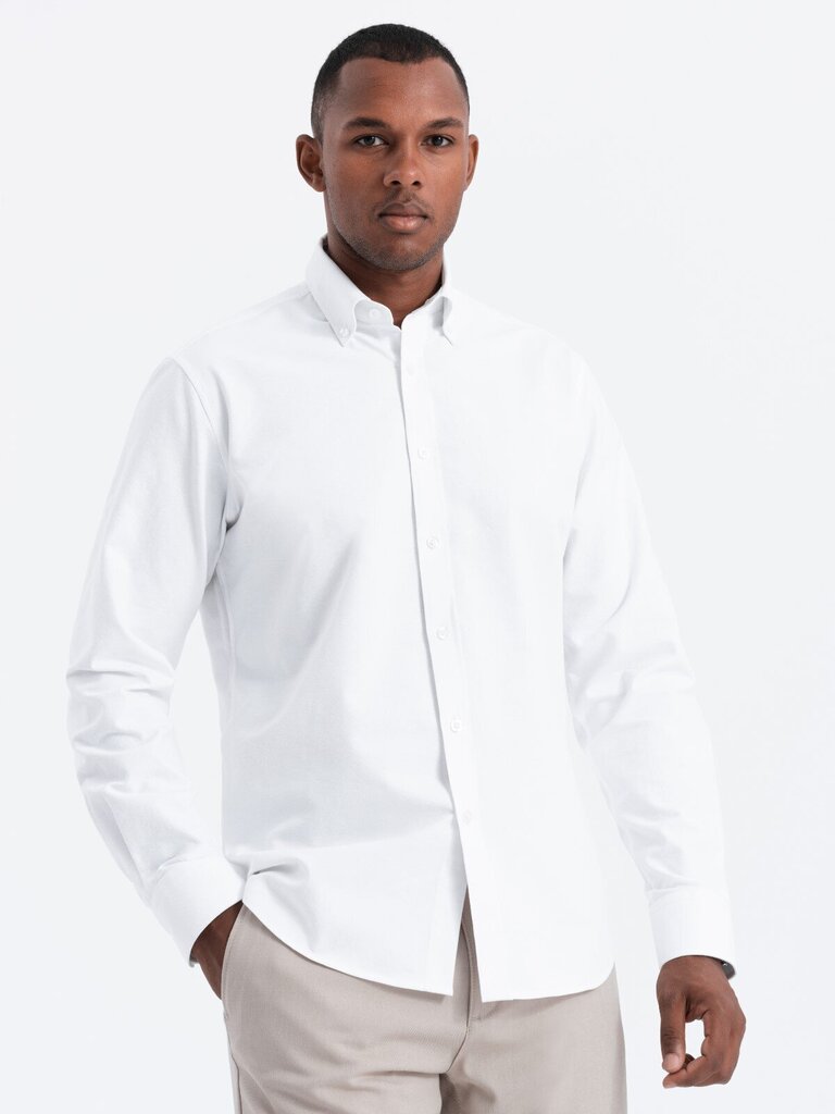 Krekls vīriešiem Ombre Clothing Oxford V1 OM-SHOS-0114, balts цена и информация | Vīriešu krekli | 220.lv