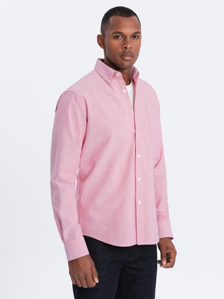 Krekls vīriešiem Ombre Clothing Oxford V3 OM-SHOS-0108, rozā цена и информация | Vīriešu krekli | 220.lv