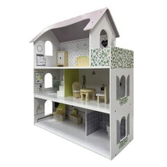 Деревянный кукольный домик с 11 аксессуарами, белый цена и информация | Игрушки для девочек | 220.lv