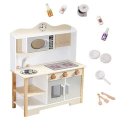 Деревянная детская кухня с 15 аксессуарами, белый цена и информация | Игрушки для девочек | 220.lv