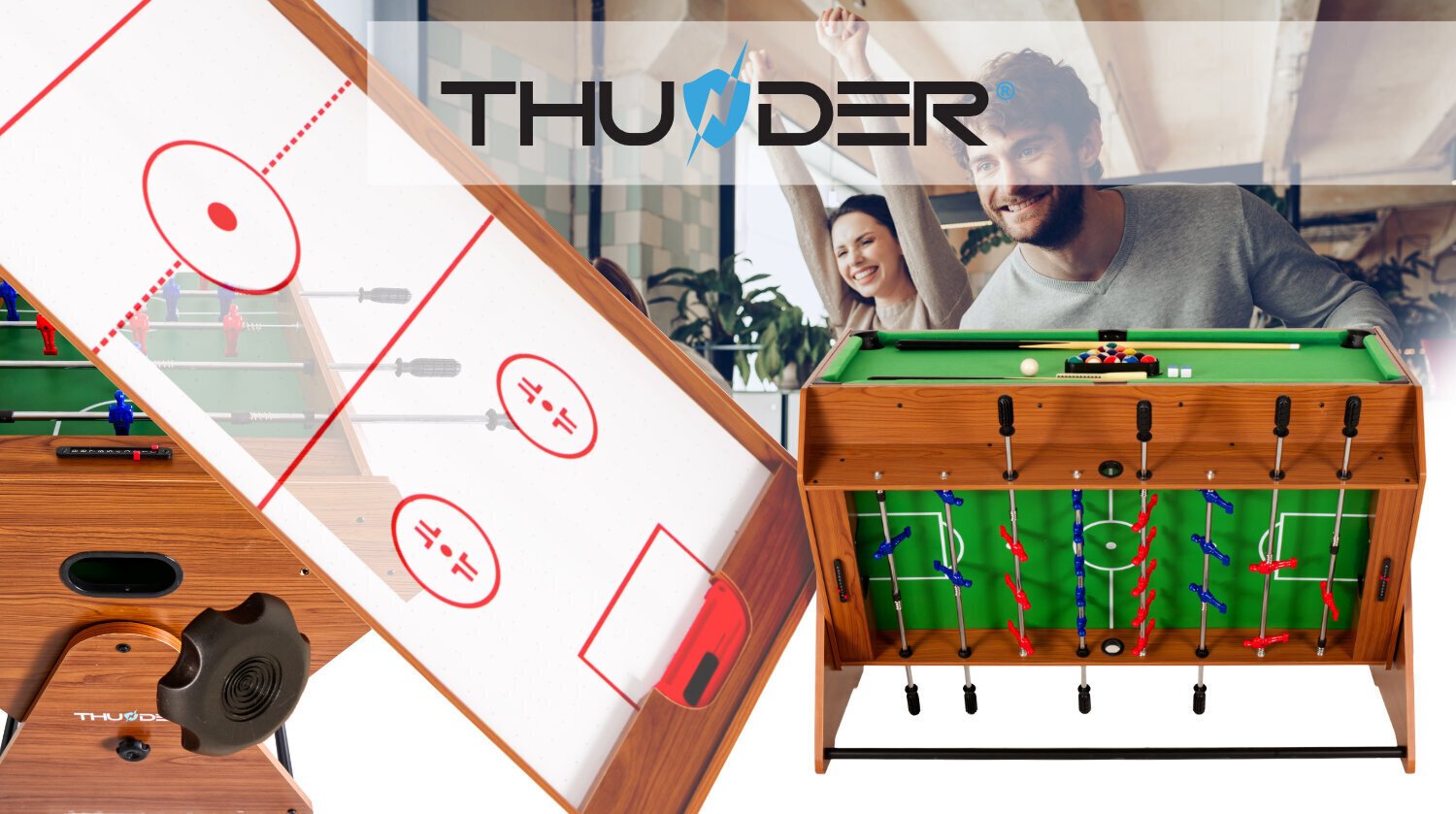Rotējams spēļu galds Thunder Smart 3in1 cena un informācija | Galda futbols | 220.lv
