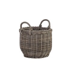 Корзина WICKER с ручкой, D34xH26/34cм, пластиковое плетение, цвет: серый цена и информация | Вазоны | 220.lv