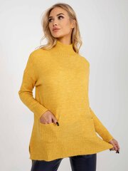 dzeltens garš oversize džemperis ar kabatām un pusapkakli cena un informācija | Sieviešu džemperi | 220.lv