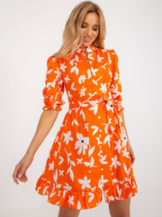 оранжевое платье с воланом и вырезом на спине цена и информация | Платья | 220.lv