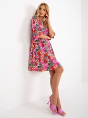 розовое свободное платье с цветочным принтом и рукавами 3/4 sublevel цена и информация | Платья | 220.lv