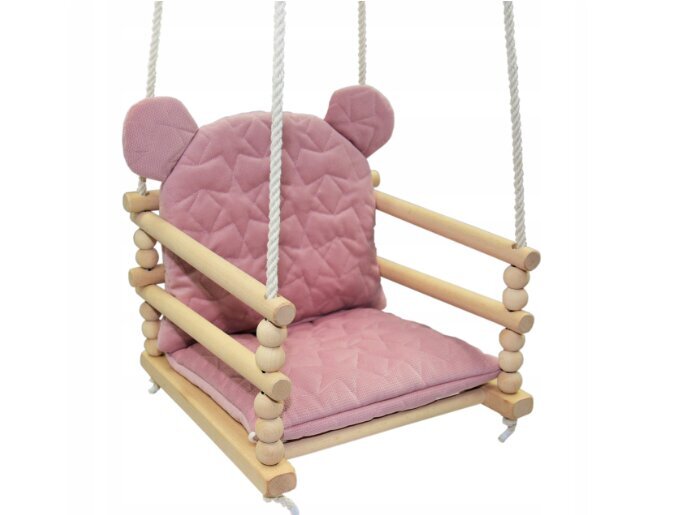 Bērnu koka šūpoles, rozā cena un informācija | Bērnu šūpuļkrēsliņi | 220.lv
